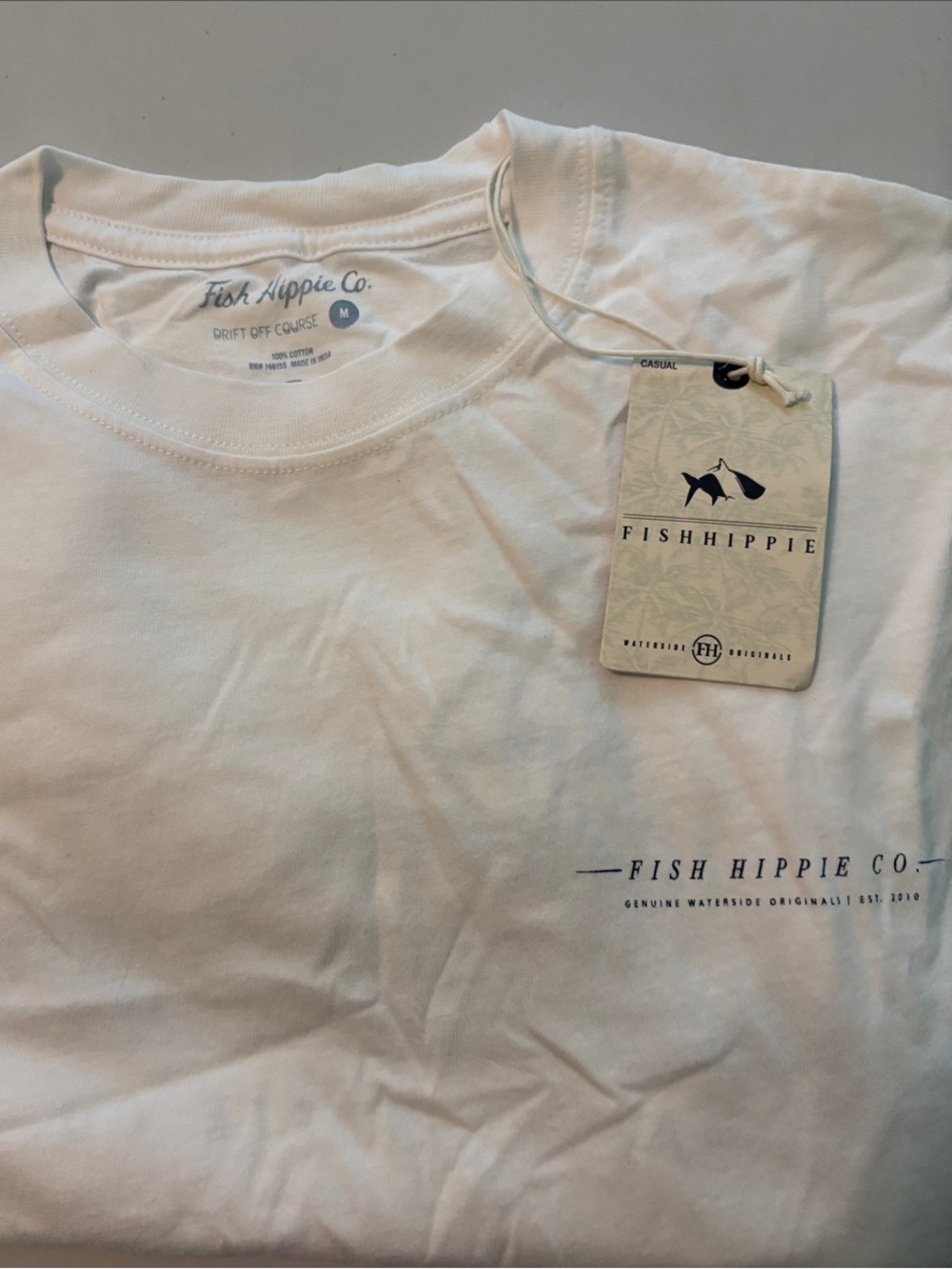 Men’s Fish Hippie White Crewneck T-Shirt Size Medium Brand New